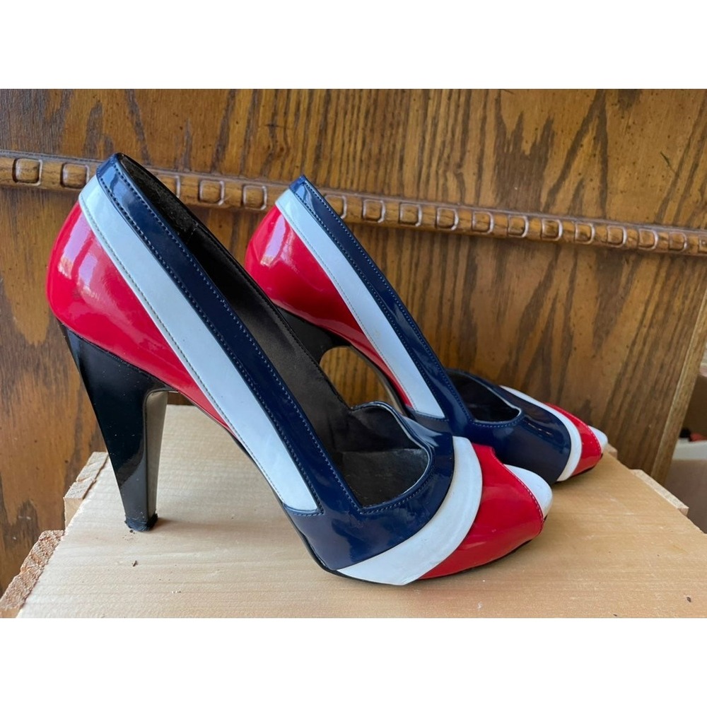 heels size 6 Red White and Blue Open toe